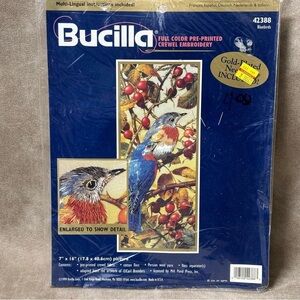 Vintage 1999 Bucilla Embroidery Pre-Print 42388 Bluebirds 7"x 16" NEW Sealed